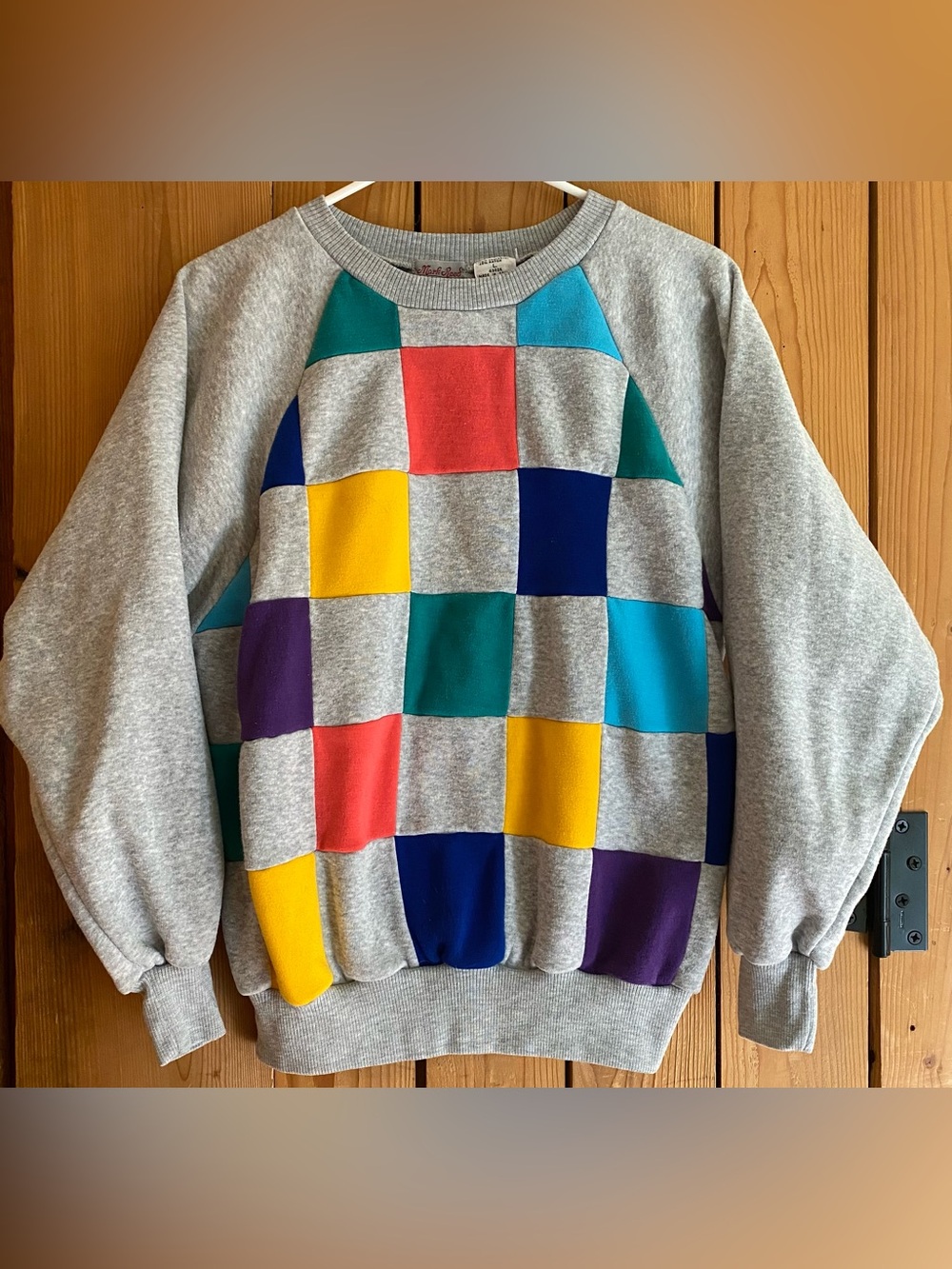 Vintage 1980’s Mark Reed Multicolor Patchwork Gray Men's Sweatshirt
